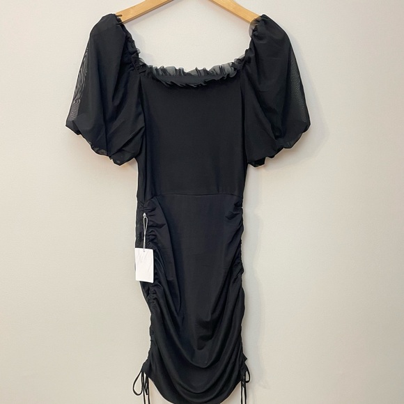 Joyfolie Mia Joy Alyssa Black Ruched Ruffle Dress - Picture 1 of 14